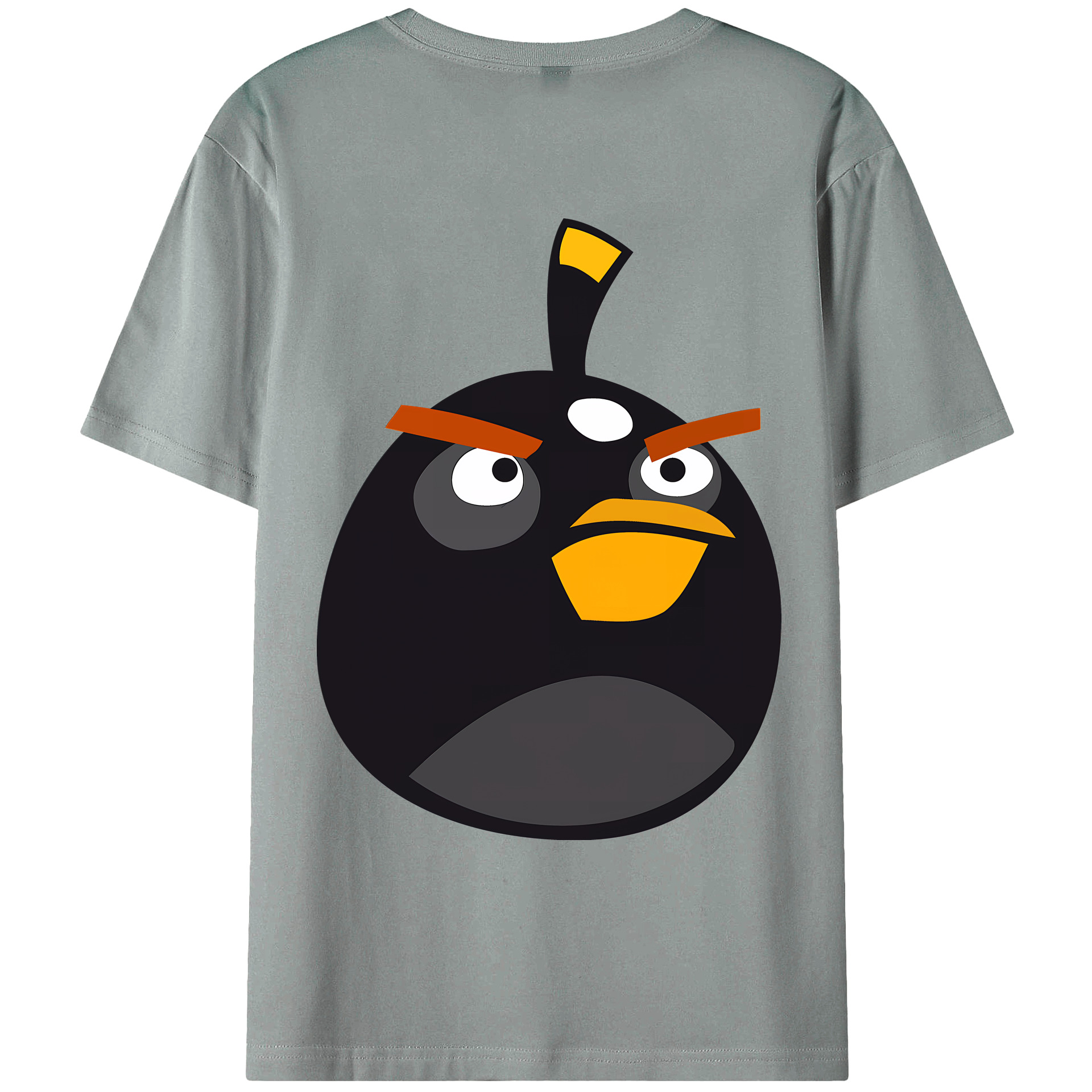 （画像用） Angry Birds アングリーバード 綿100％ メンズ半袖Tシャツ（バックプリント） 通気性